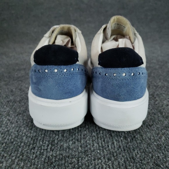 Geox Respira Shoes Womens Size 10 Beige Blue Suede Leather Platform‎ Brogue - Picture 5 of 15